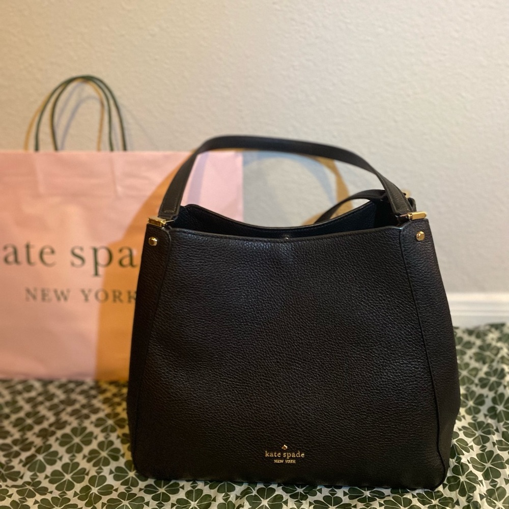 Black leather Kate Spade shoulder bag